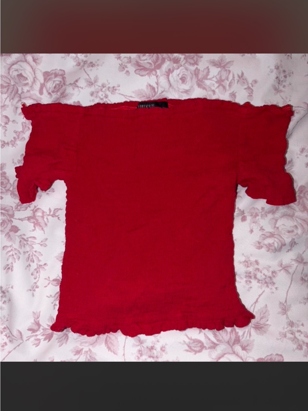 Forever 21 Red smocked off the shoulder top